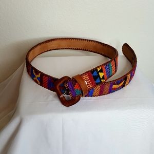 Unbranded multi color aztec embroirered belt 36'